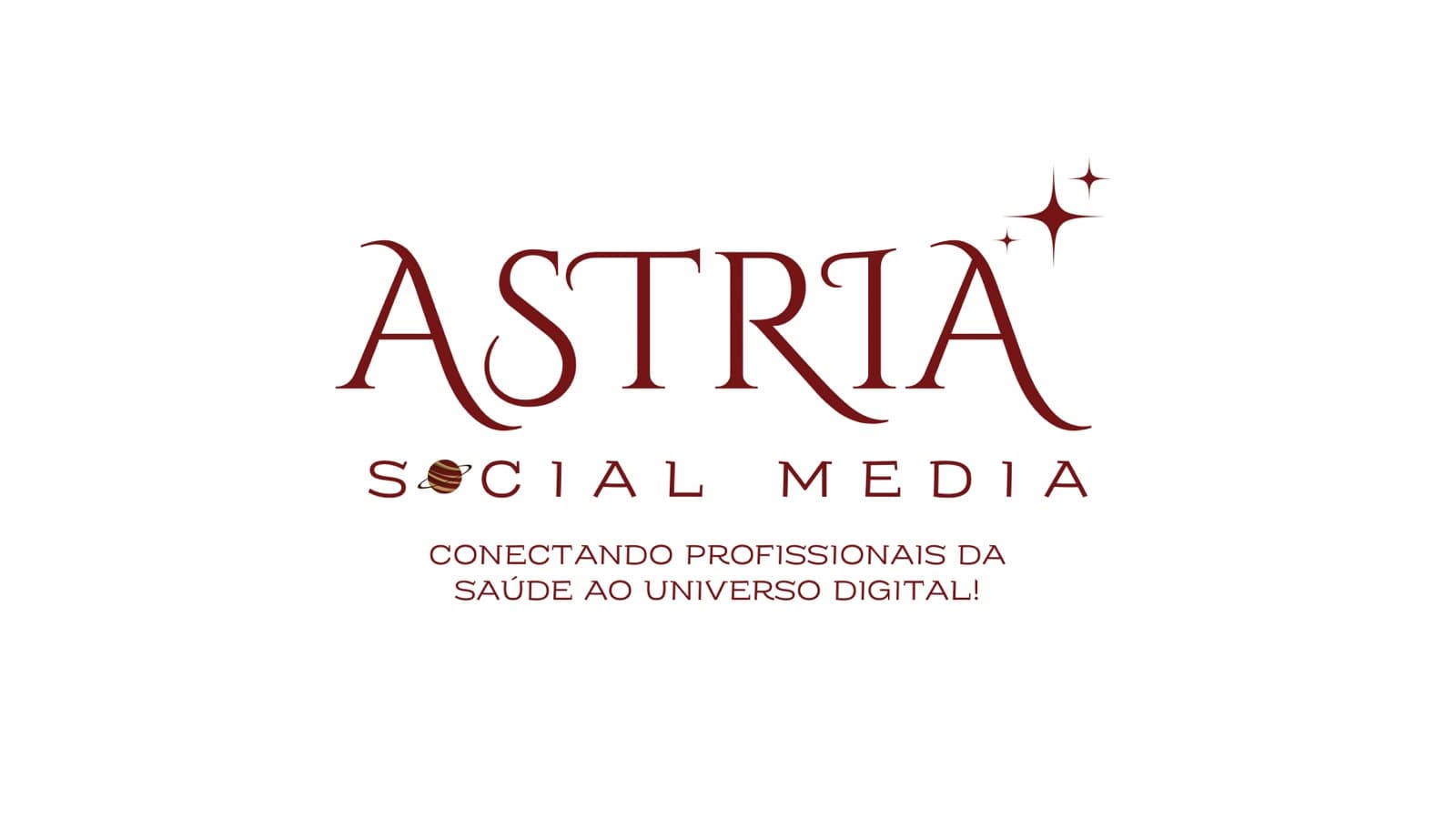 Logotipo Astria Social Media com slogan conectando profissionais da saúde ao universo digital